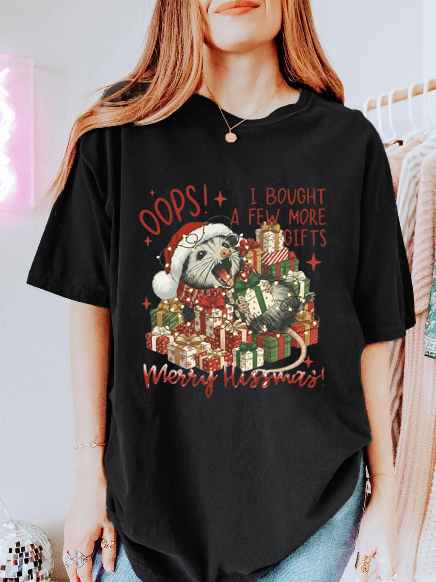 Vintage Oops Possum Xmas Holiday Chaos Oversize Graphic Tee