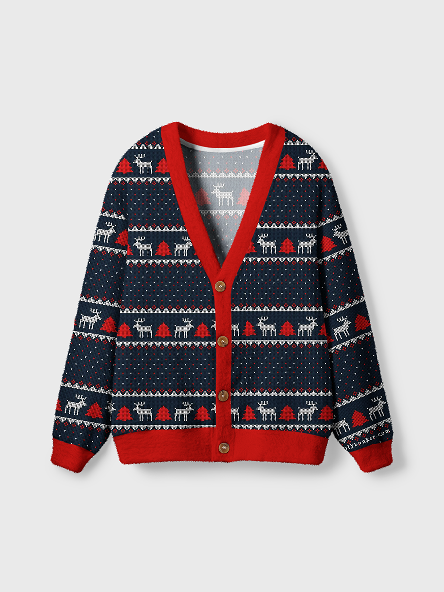 Vintage Knit Reindeer Tree Cardigan Sweaters