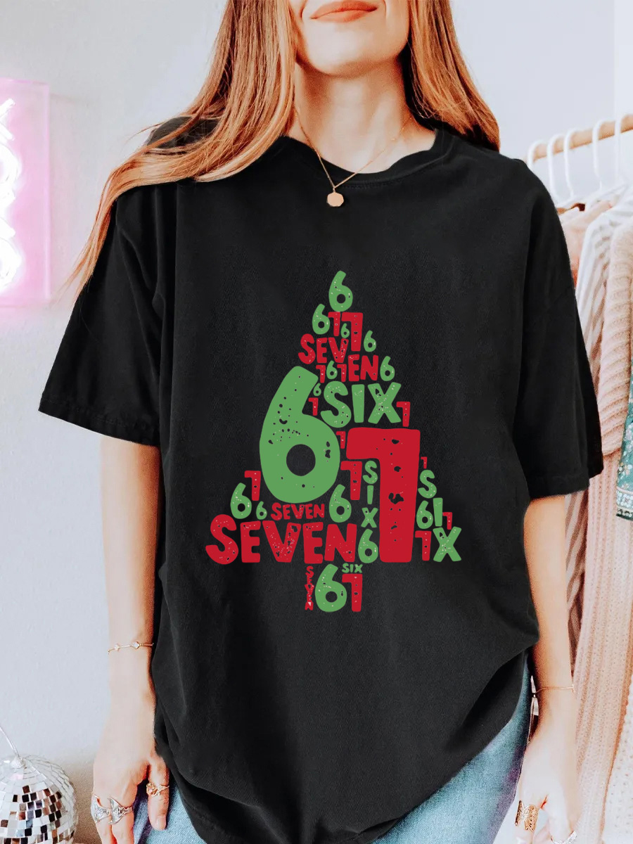 Vintage Six Seven Christmas Oversize Graphic Tee