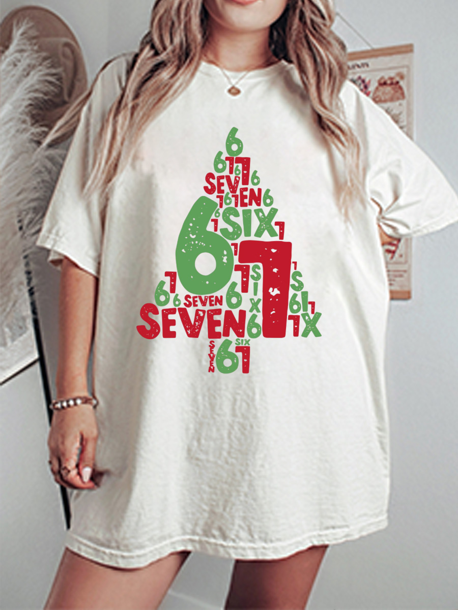 Vintage Six Seven Christmas Oversize Graphic Tee