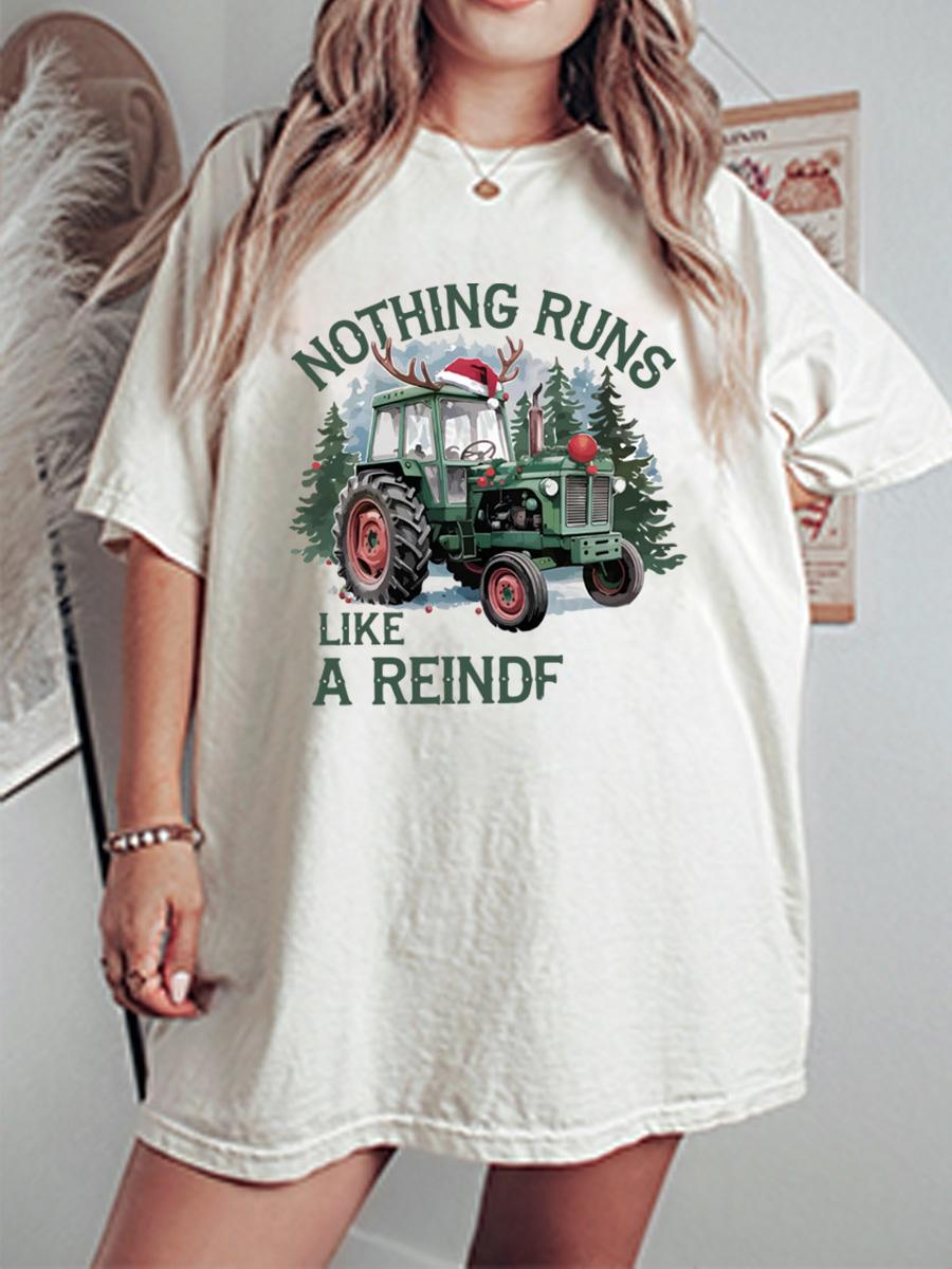 Vintage Nothing Runs Like A Reindeer Oversize Graphic Tee