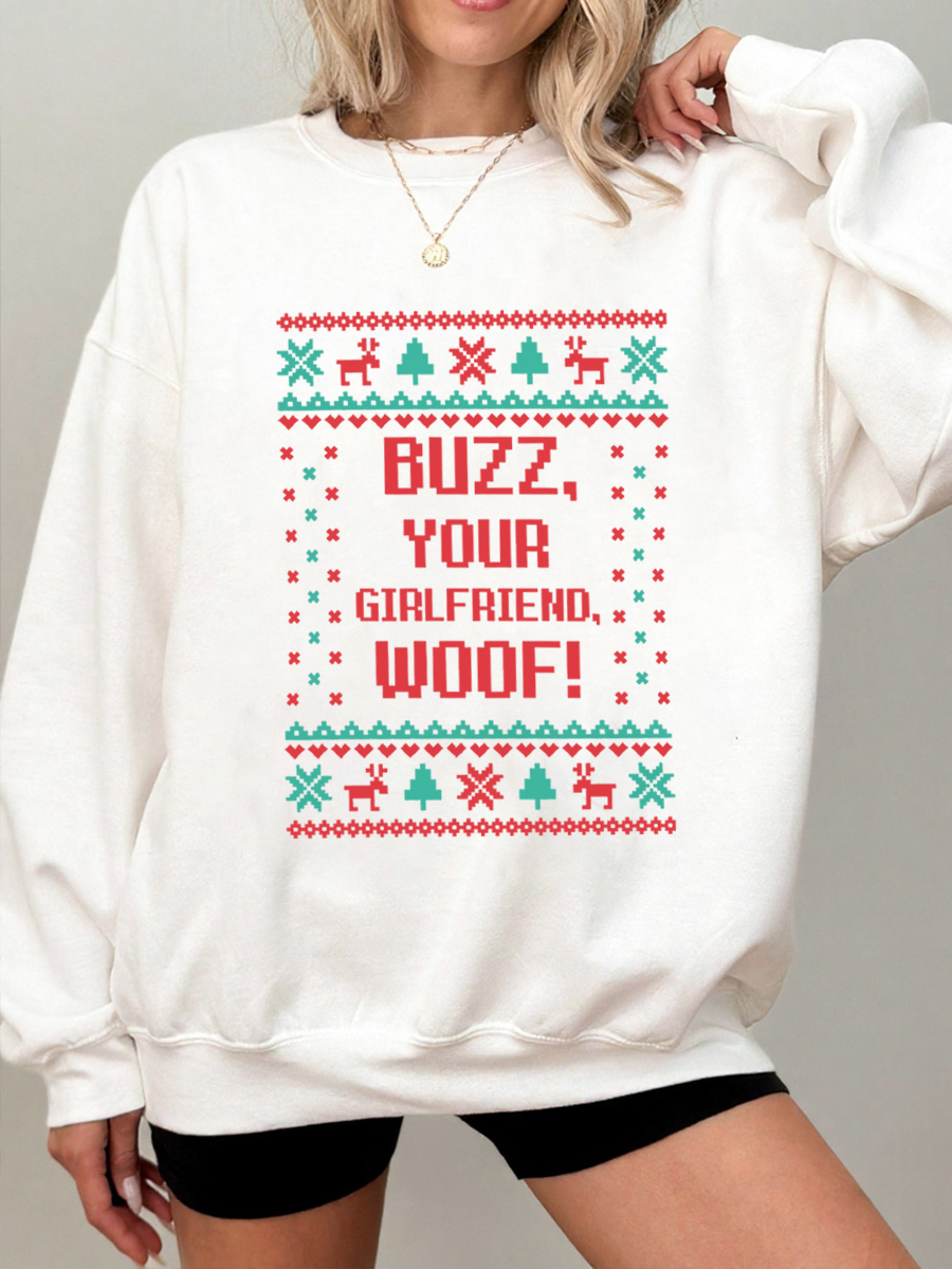 Vintage Buzz, Your Girlfriend, Woof! Oversize Graphic Sweatshirt