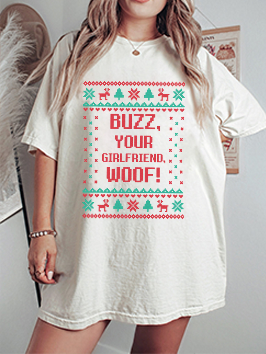 Vintage Buzz, Your Girlfriend, Woof! Oversize Graphic Tee