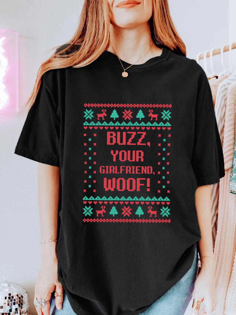 Vintage Buzz, Your Girlfriend, Woof! Oversize Graphic Tee