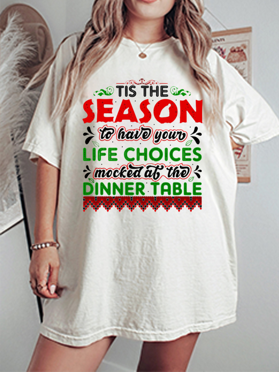 Vintage Funny Life Choices Christmas Dinner Oversize Graphic Tee