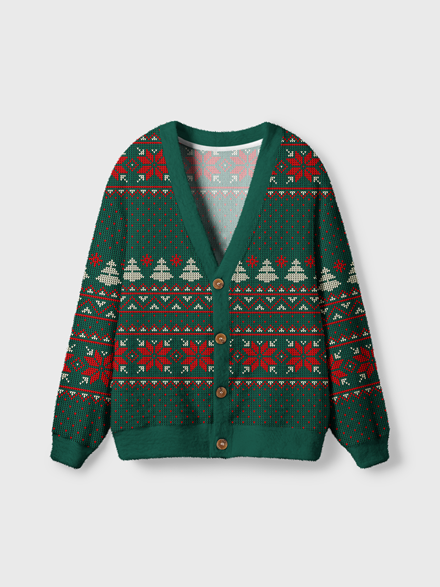 Vintage Nordic Knit Snowflake Cardigan Sweaters