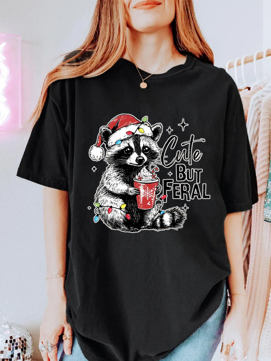 Vintage Cute But Feral Oversize Graphic Tee