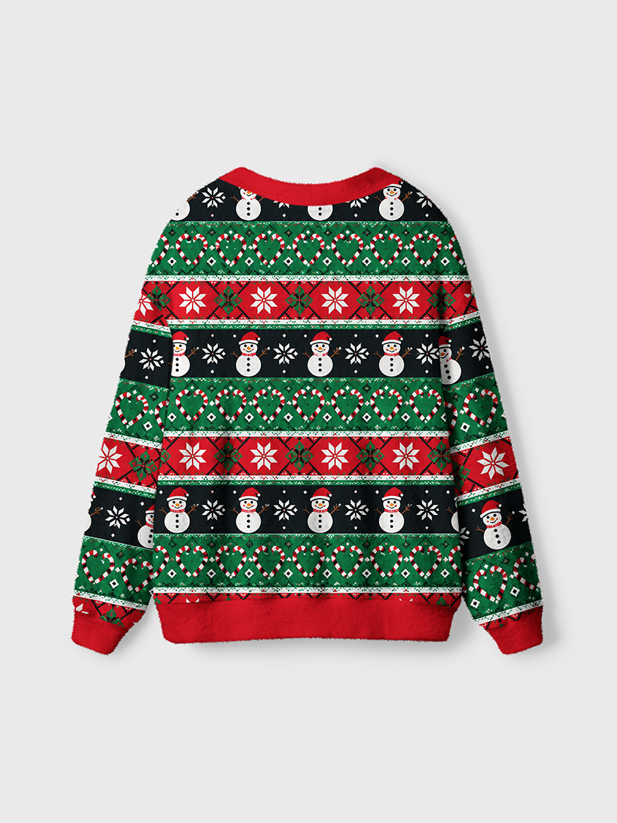 Vintage Christmas Snowman Candy Cardigan Sweaters