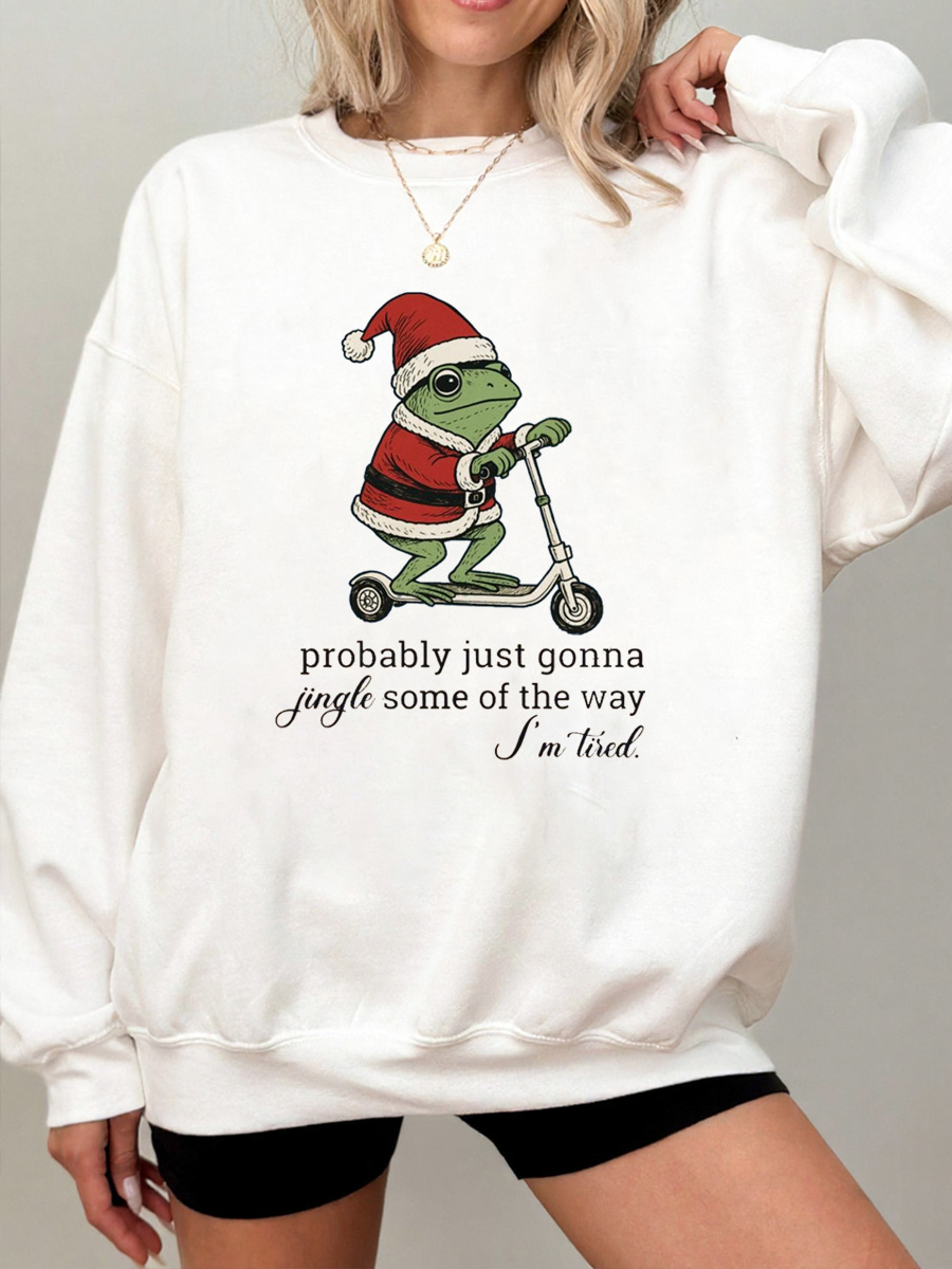 Vintage Christmas Frog Oversize Graphic Sweatshirt