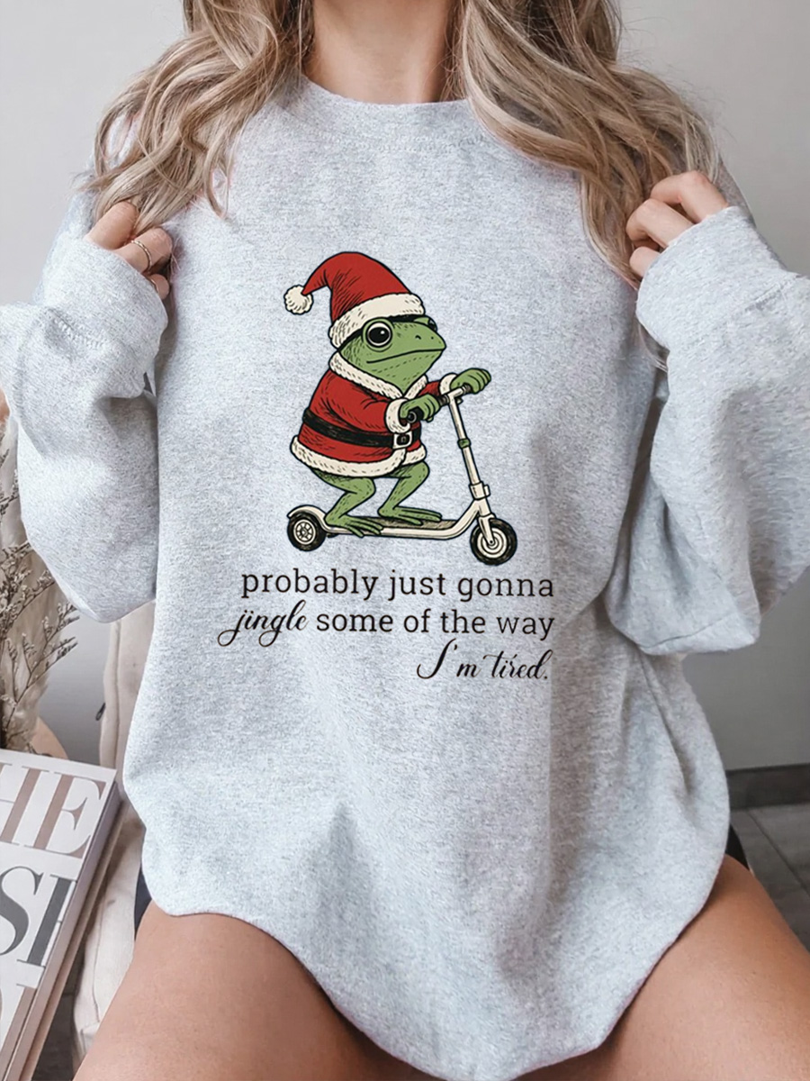 Vintage Christmas Frog Oversize Graphic Sweatshirt