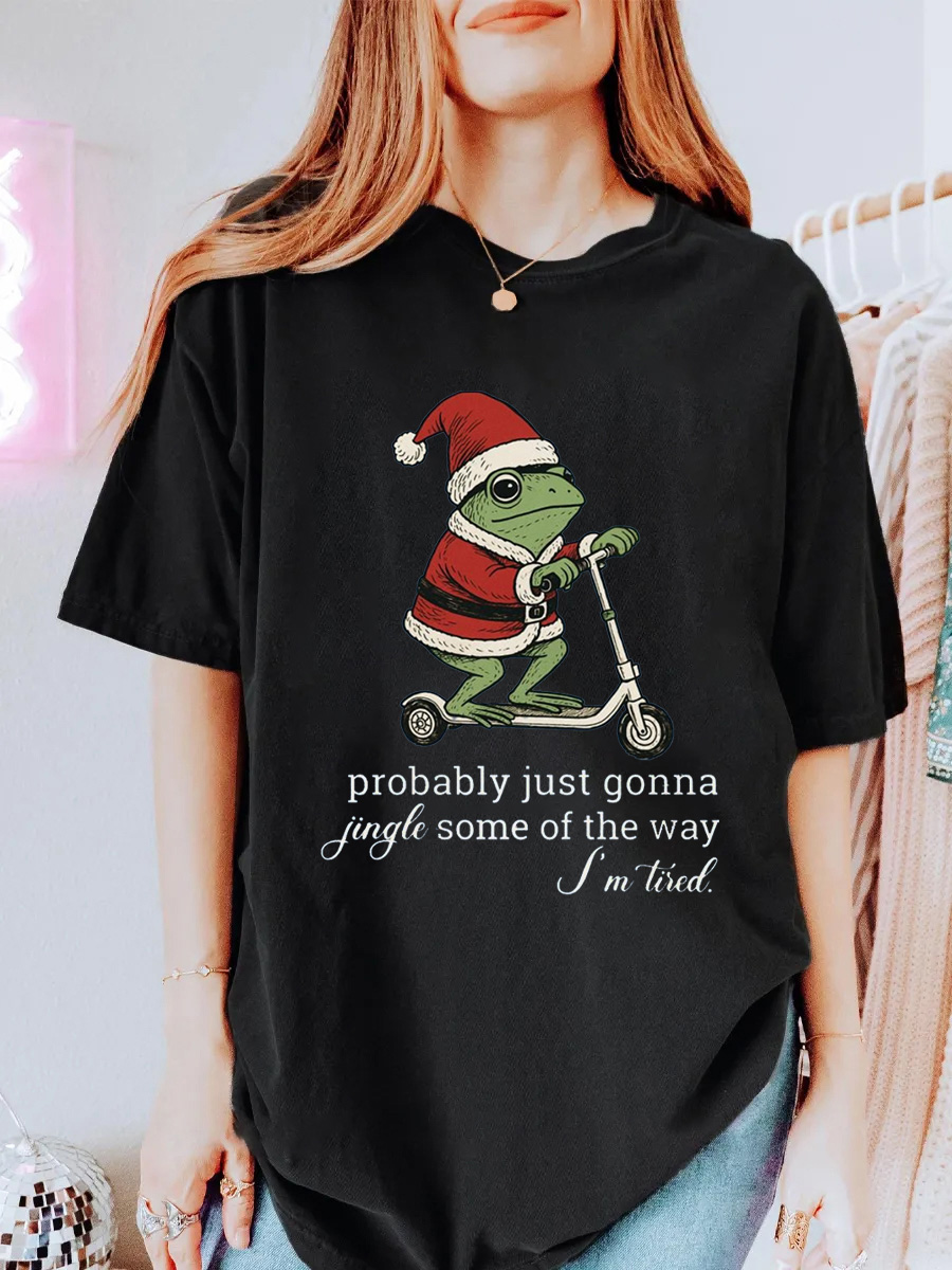 Vintage Christmas Frog Oversize Graphic Tee