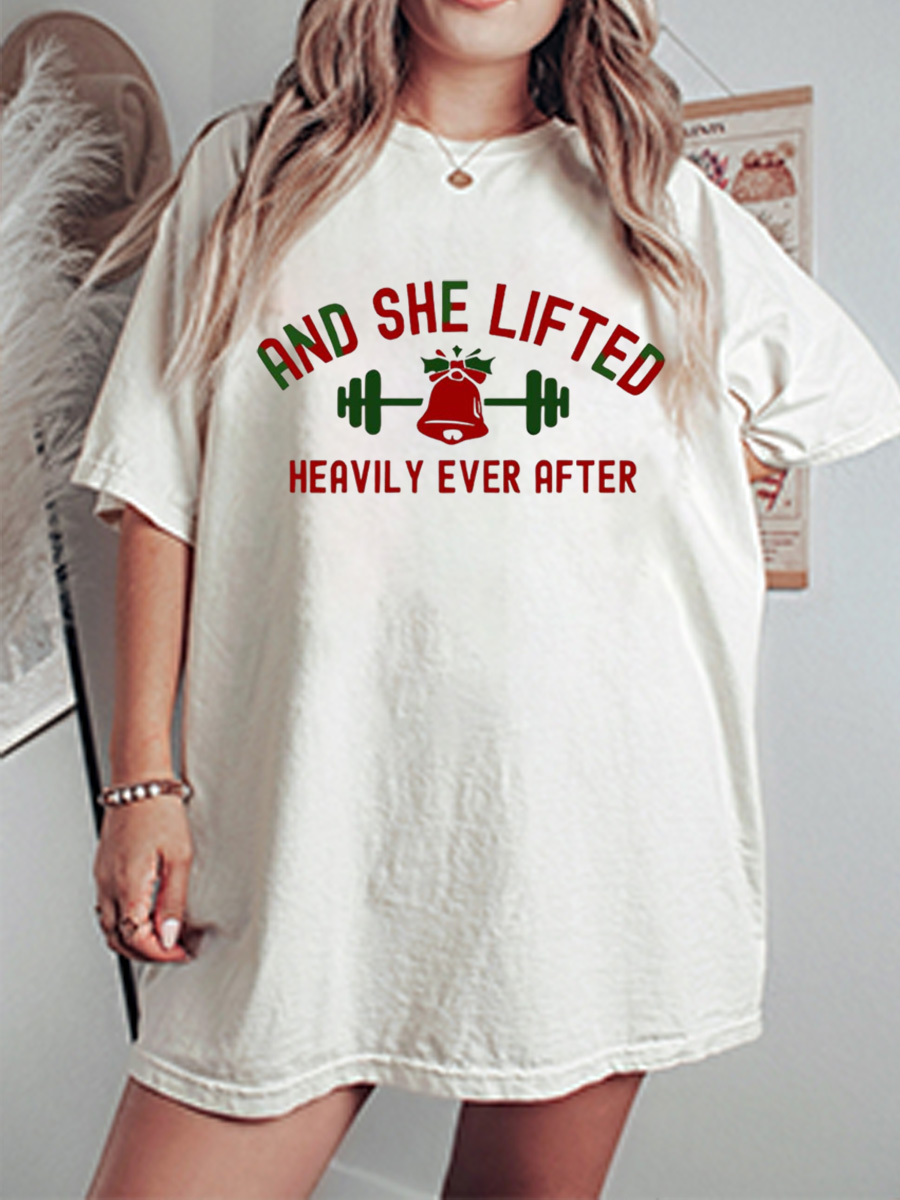 Vintage And She Lifted Heavily Ever After Christmas Bells Oversize Graphic Tee