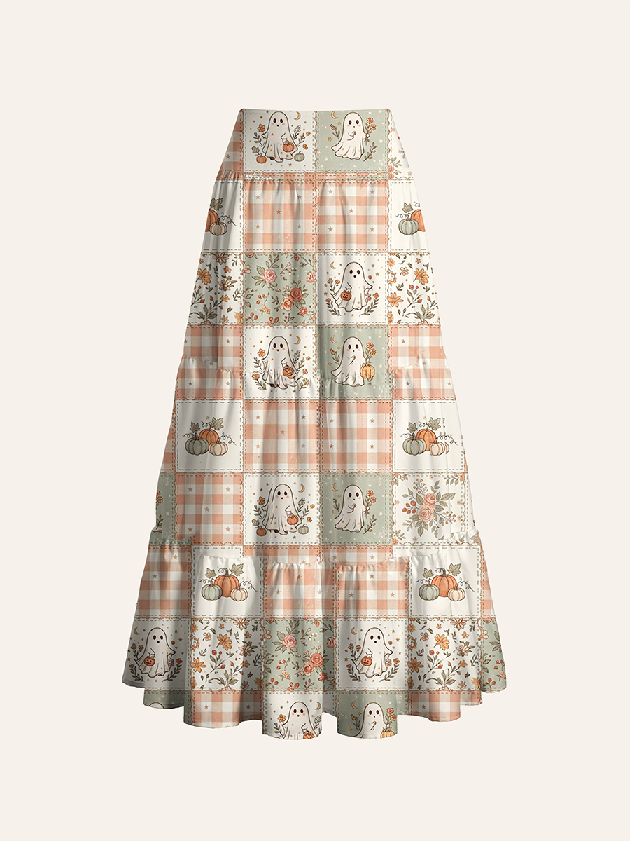 Shabby Chic Fall Patchwork Convertible Maxi Skirts