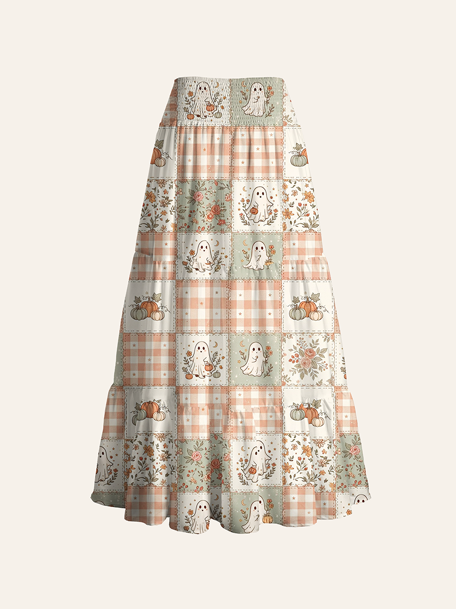 Shabby Chic Fall Patchwork Convertible Maxi Skirts