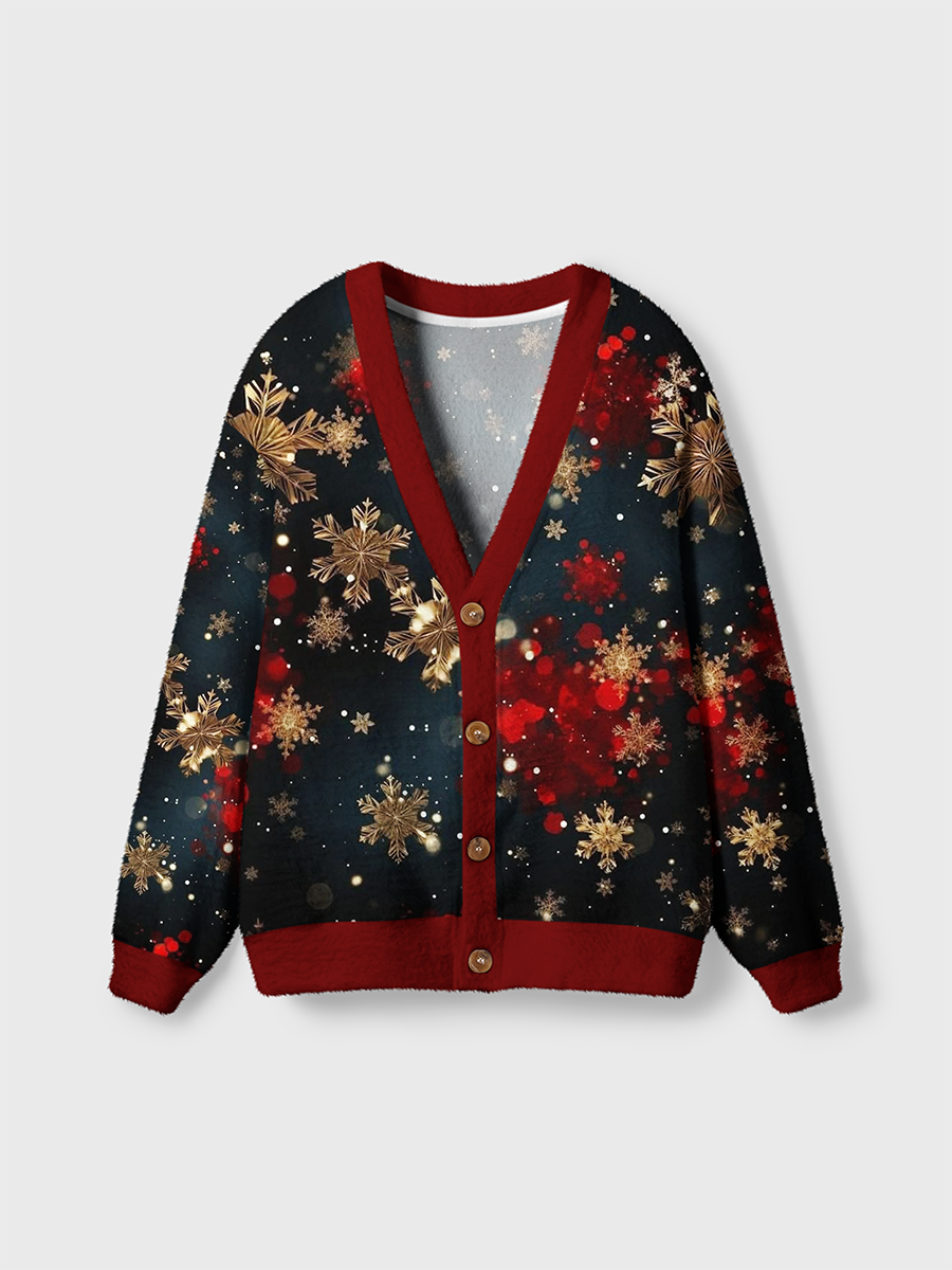 Vintage Sparkling Snowflake Bokeh Cardigan Sweaters
