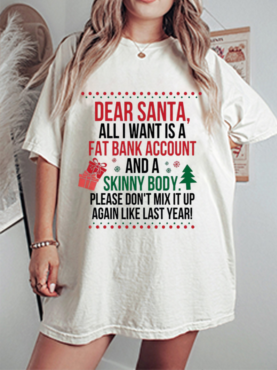 Vintage Dear Santa All I Want Is Oversize Graphic Tee