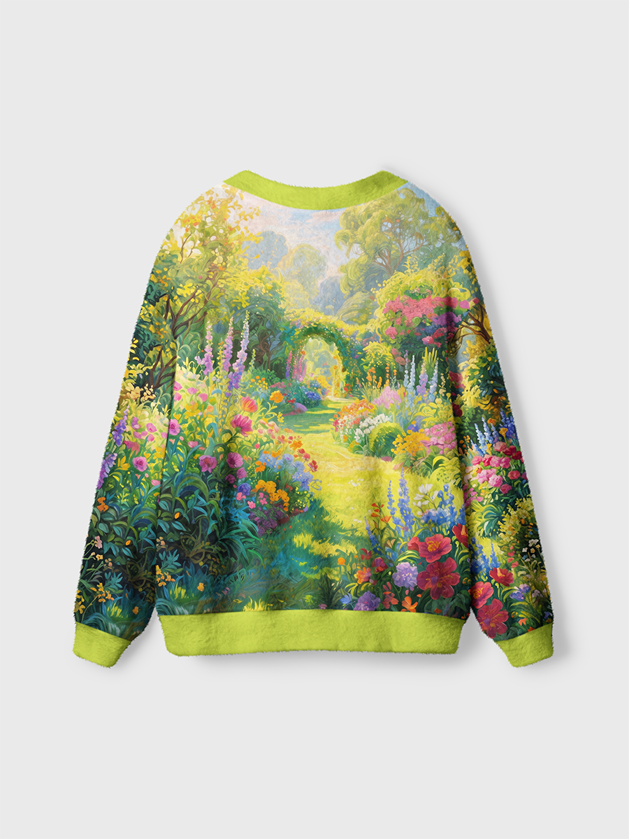 Vintage Blooming Garden Pathway Cardigan Sweaters