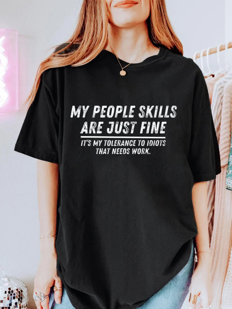 Vintage My People Skills Are Fine Oversize Graphic Tee