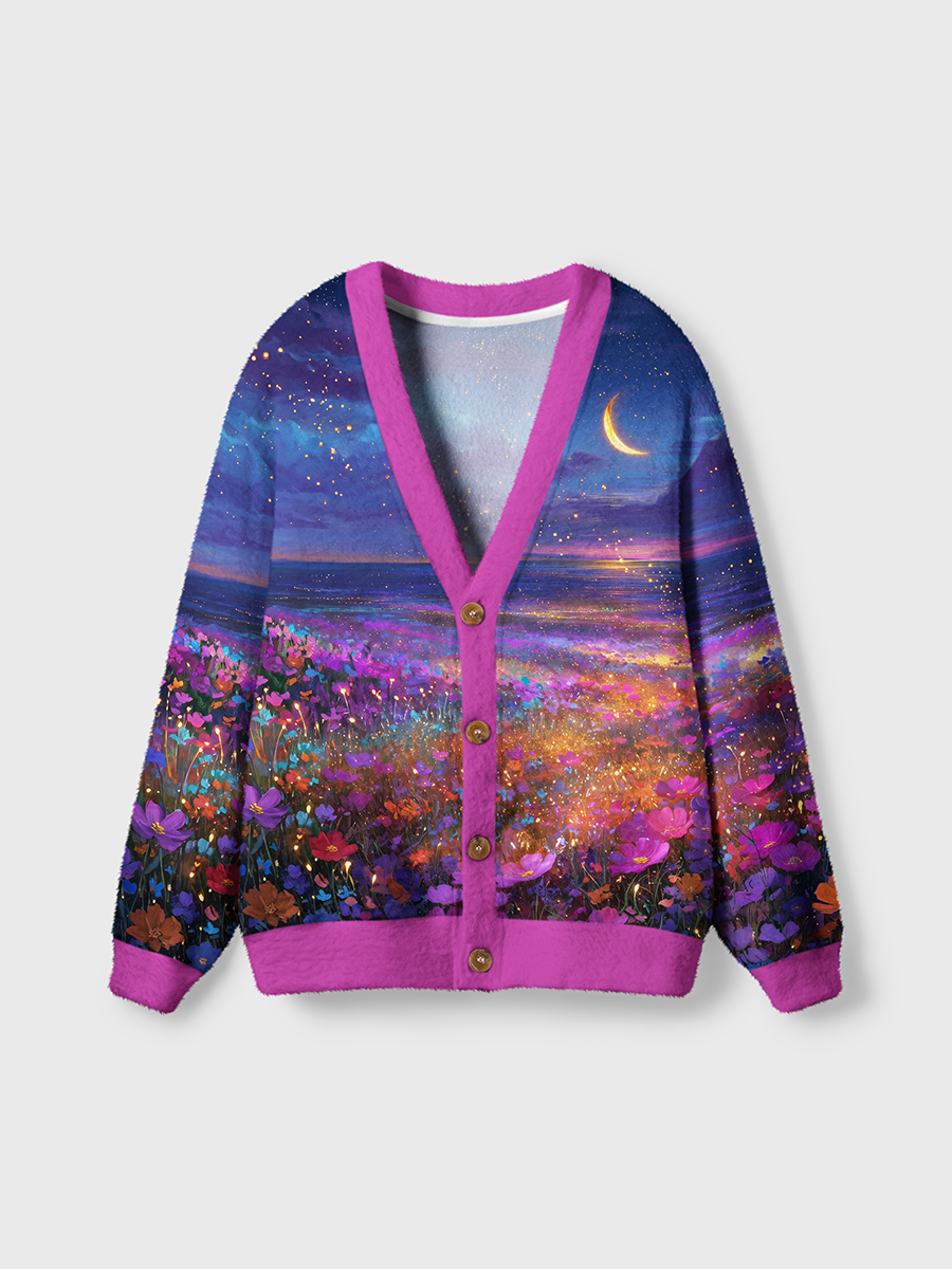 Vintage Magical Flower Meadow Cardigan Sweaters