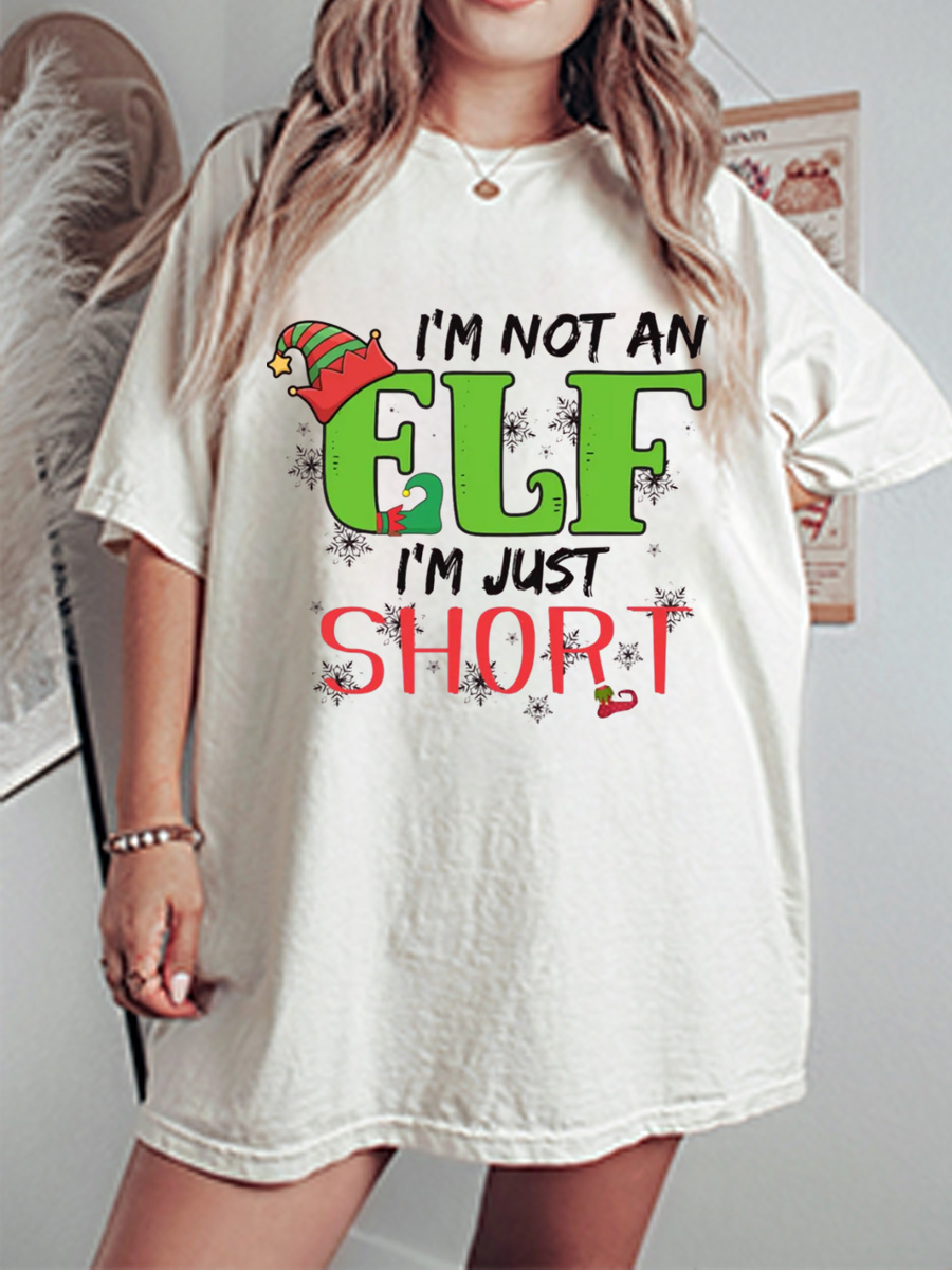 Vintage I'm Not An Elf I'm Just Short Oversize Graphic Tee