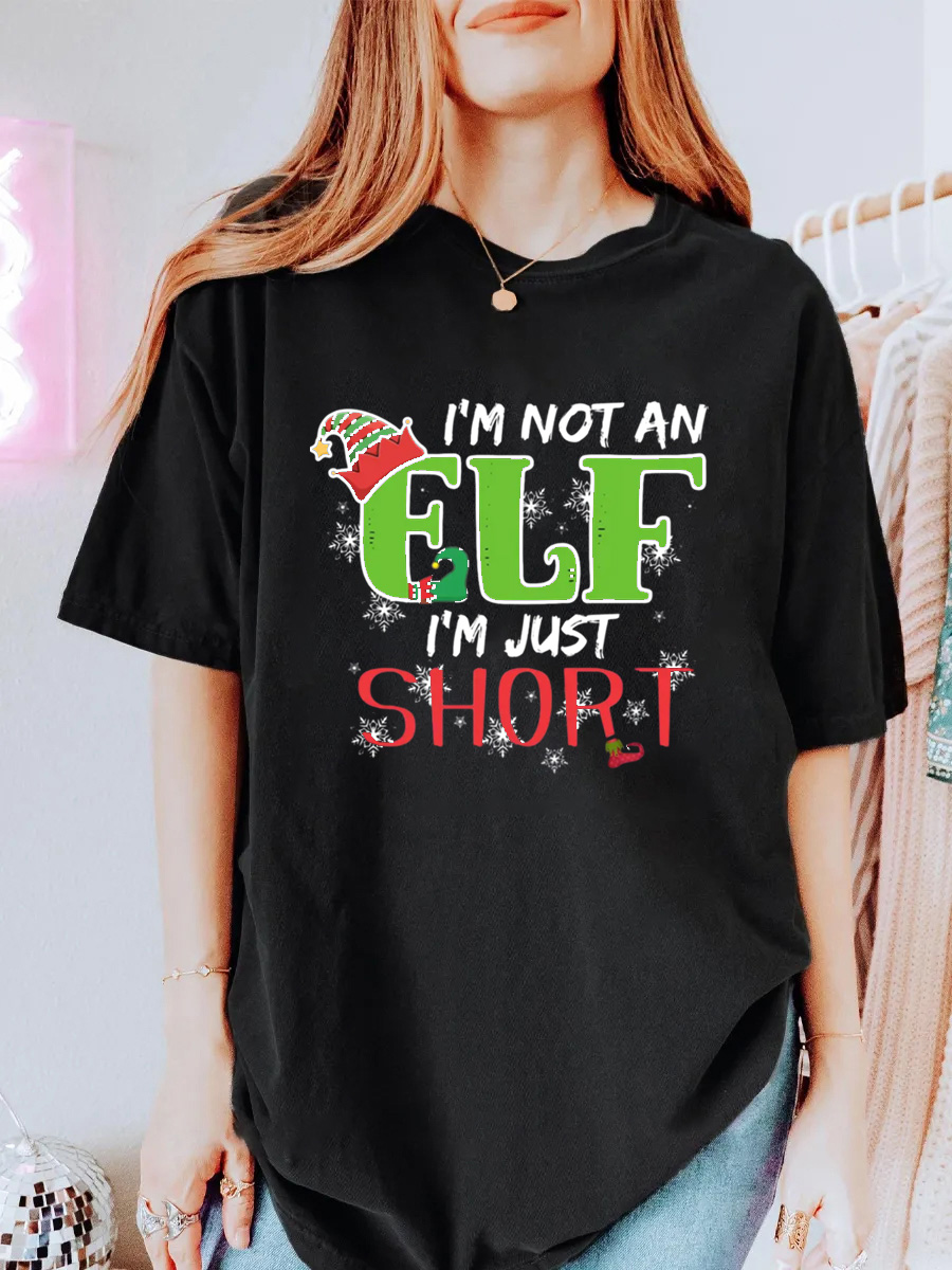 Vintage I'm Not An Elf I'm Just Short Oversize Graphic Tee