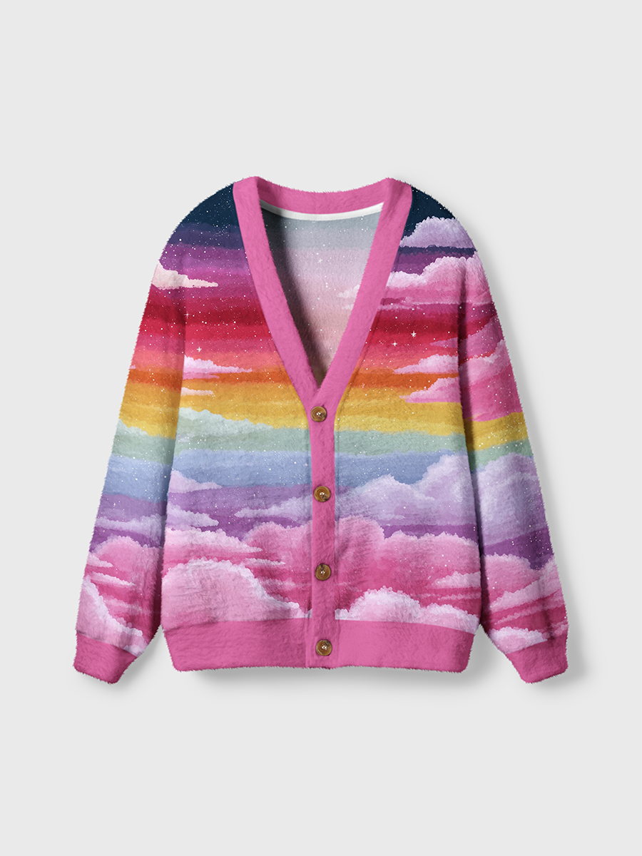Vintage Gradient Starry Clouds Cardigan Sweaters