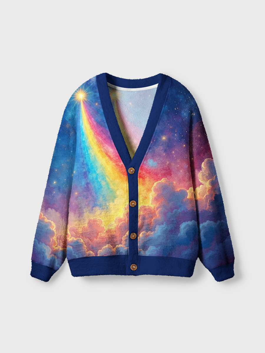 Vintage Rainbow Starry Clouds Cardigan Sweaters