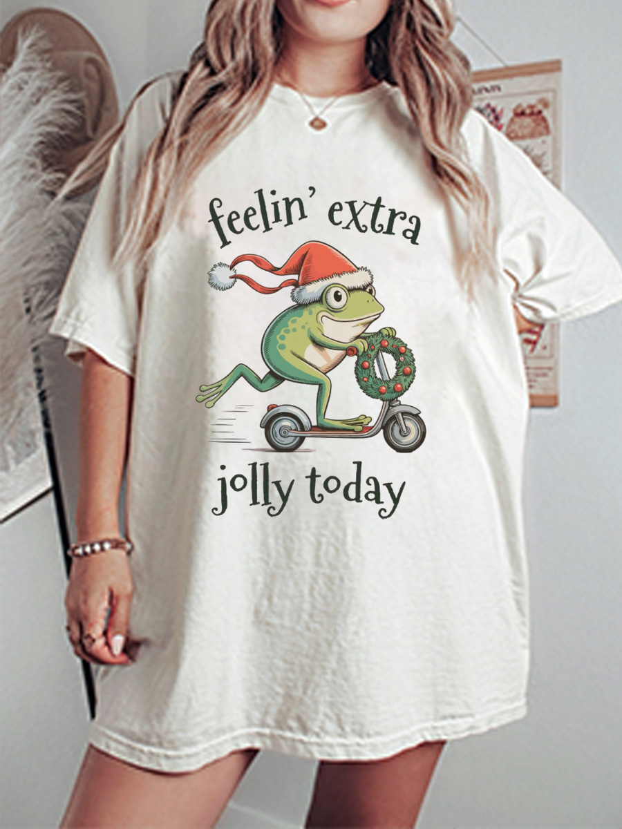 Vintage  Feeling Extra Jolly Today Oversize Graphic Tee