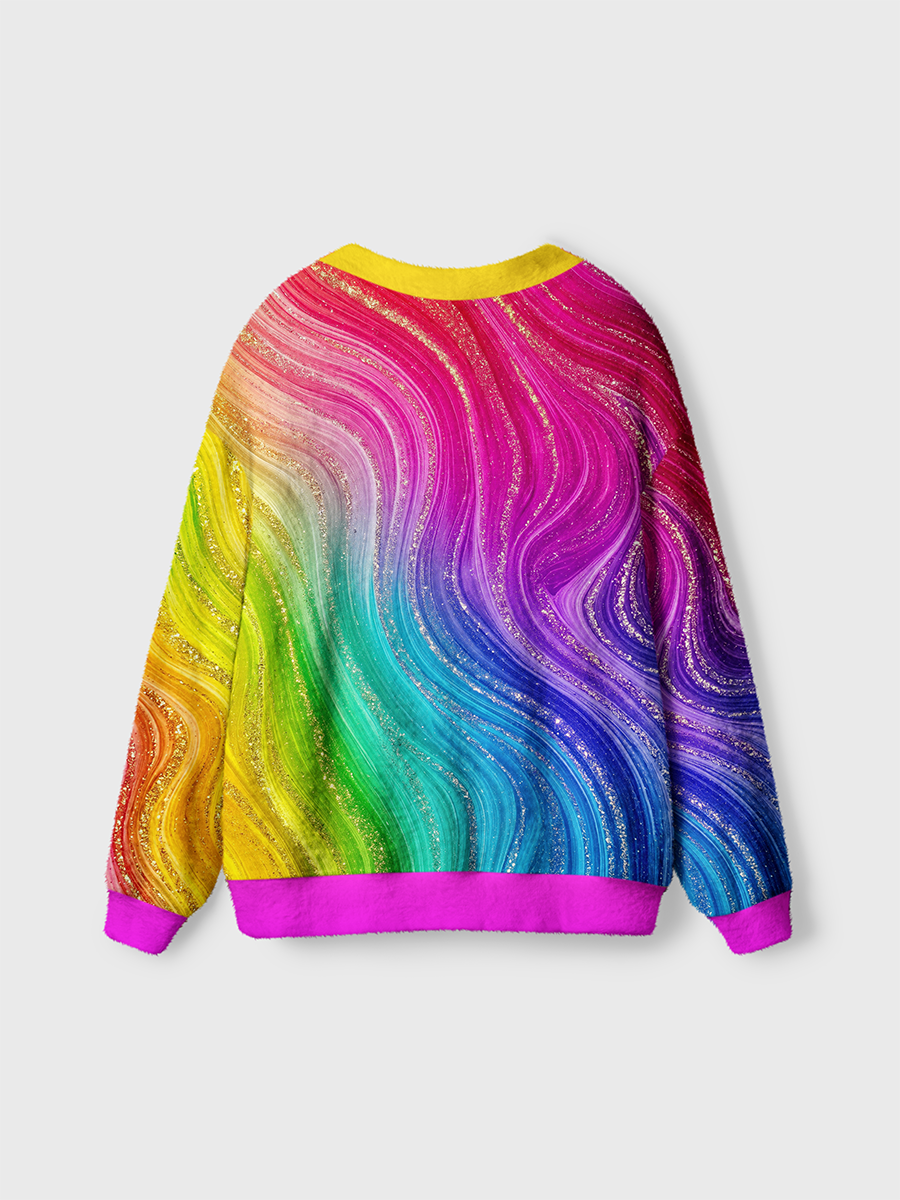 Vintage Gold Glitter Rainbow Cardigan Sweaters