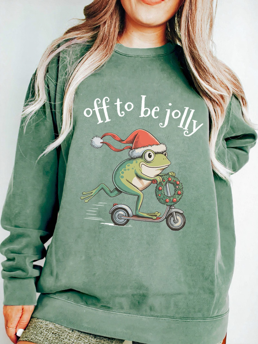 Vintage  Off To Be Jolly Oversize Graphic Sweatshirt