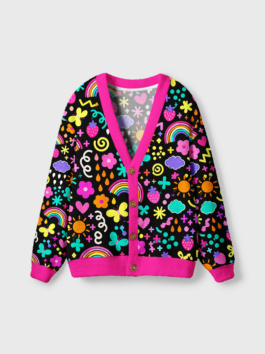 Vintage Pop Art Rainbow Cardigan Sweaters