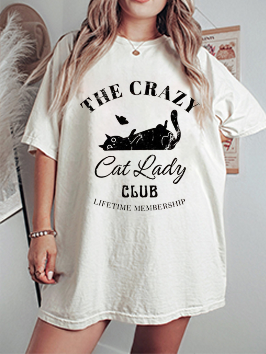 Vintage Crazy Cat Lady Club Oversize Graphic Tee