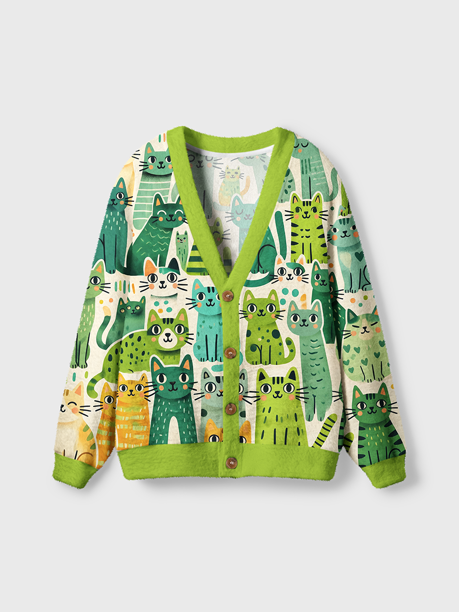 Vintage Cute Cat Cardigan Sweaters