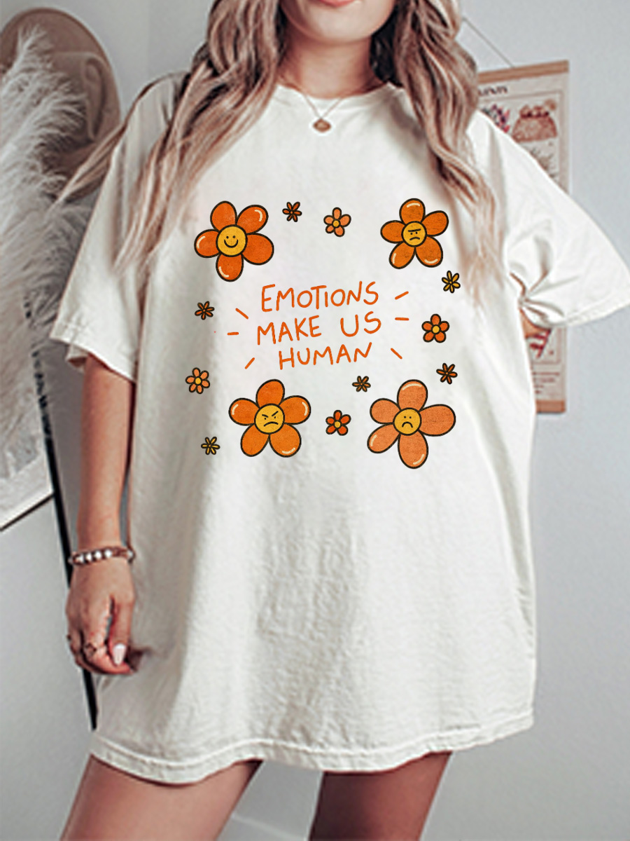 Vintage Emotions Make Us Human Oversize Graphic Tee