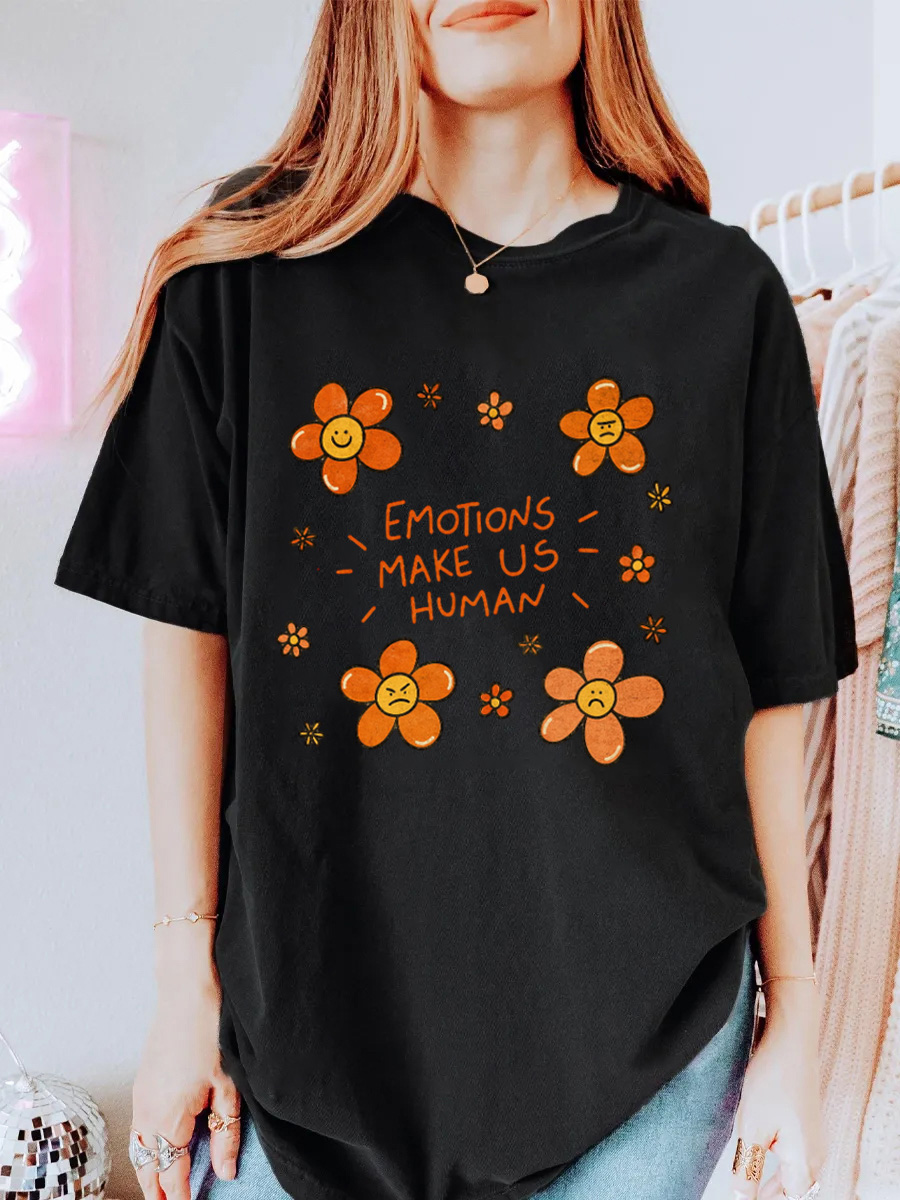 Vintage Emotions Make Us Human Oversize Graphic Tee