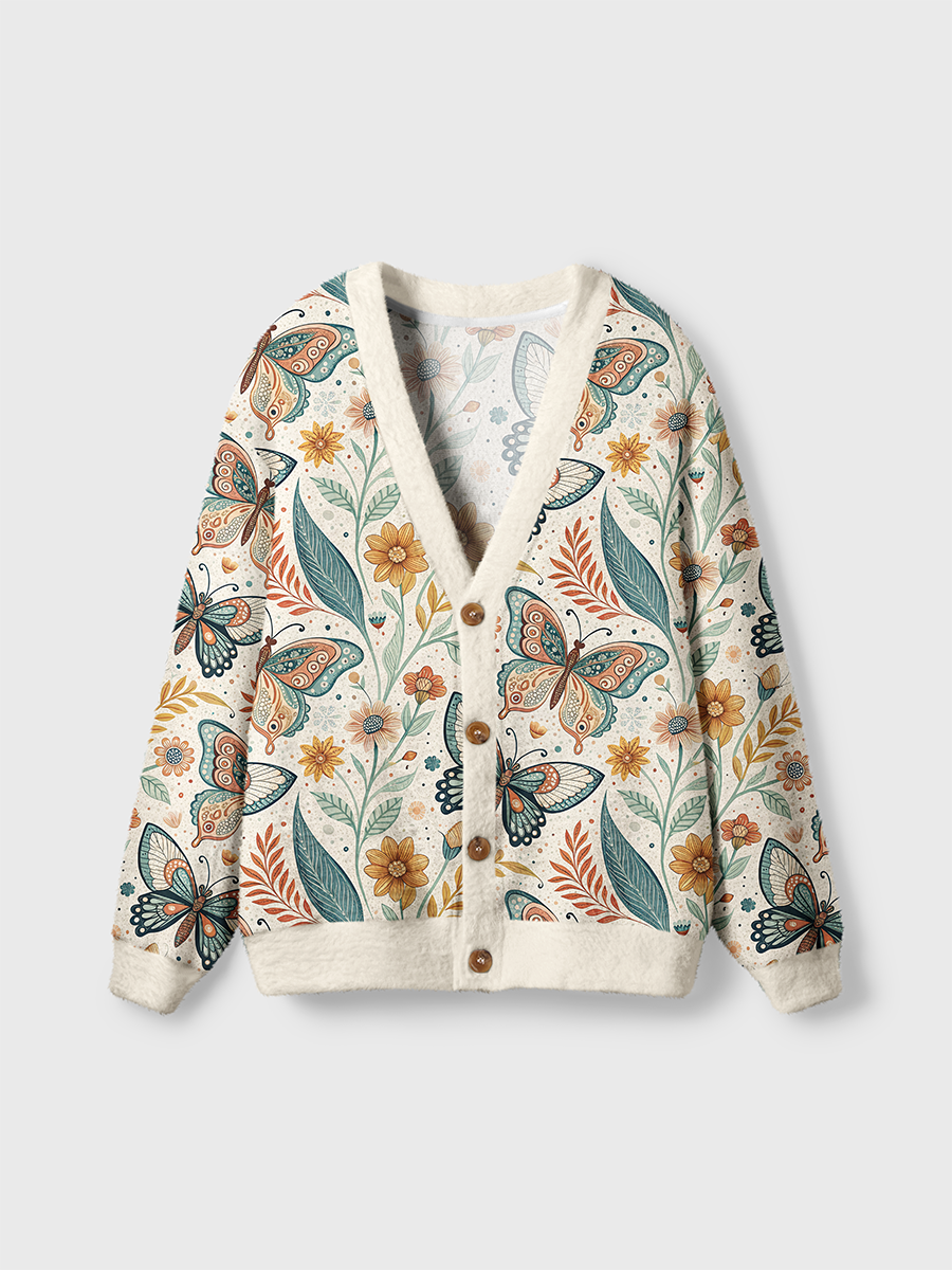 Vintage Butterfly Floral Pop Cute Cardigan Sweaters
