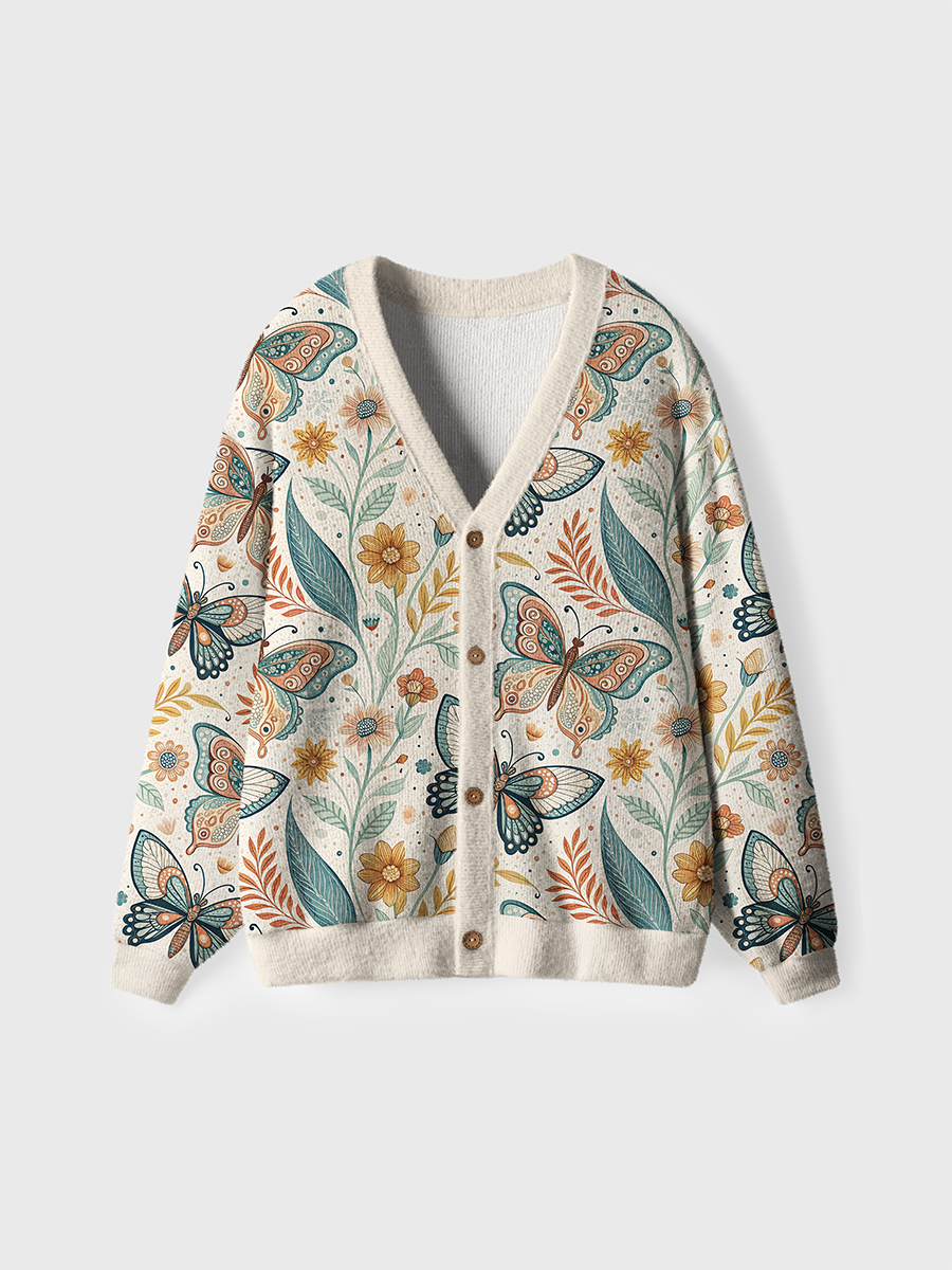 Vintage Butterfly Floral Pop Cute Cardigan Sweaters