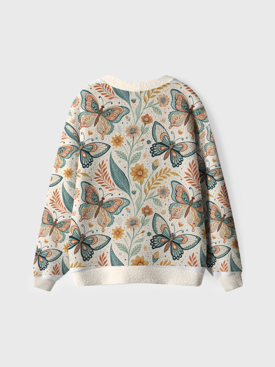 Vintage Butterfly Floral Pop Cute Cardigan Sweaters