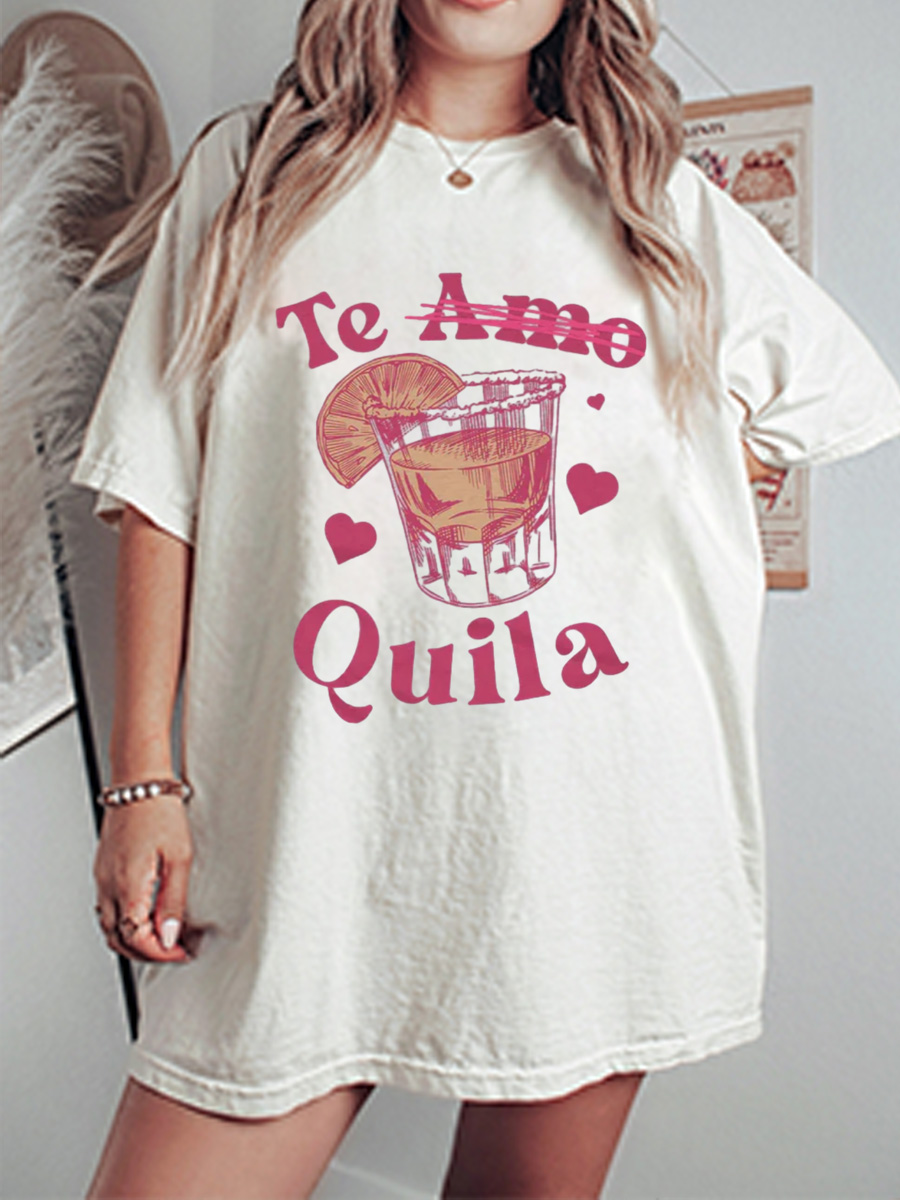 Vintage Tequila Valentine's Oversize Graphic Tee