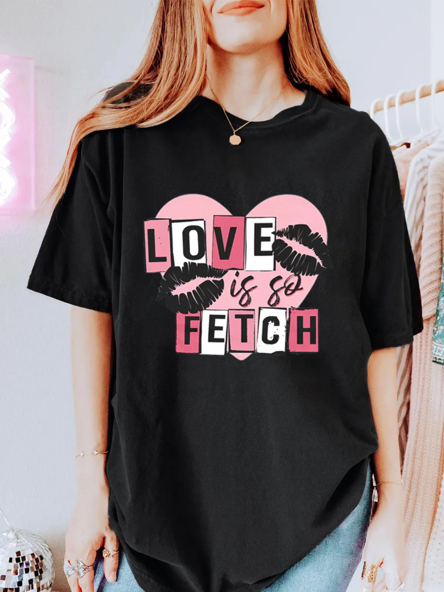 Vintage Love Is So Fetch Oversize Graphic Tee
