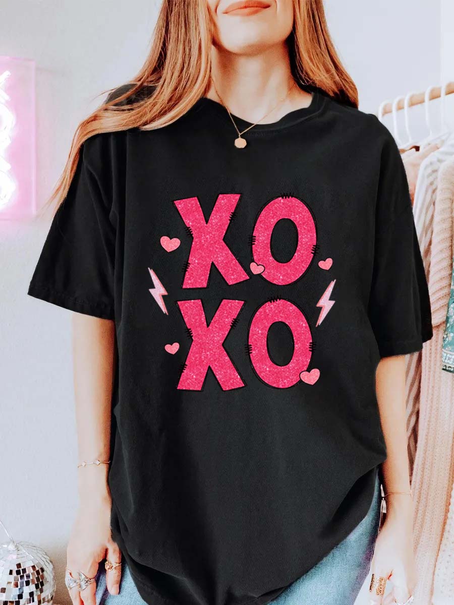 Vintage Xoxo Valentine'S Day Oversize Graphic Tee
