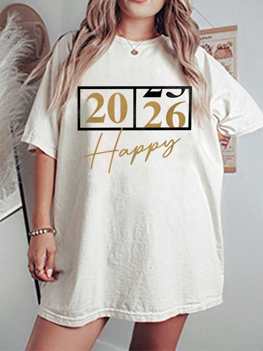 Vintage Goodbye 2025 Hello 2026 Oversize Graphic Tee
