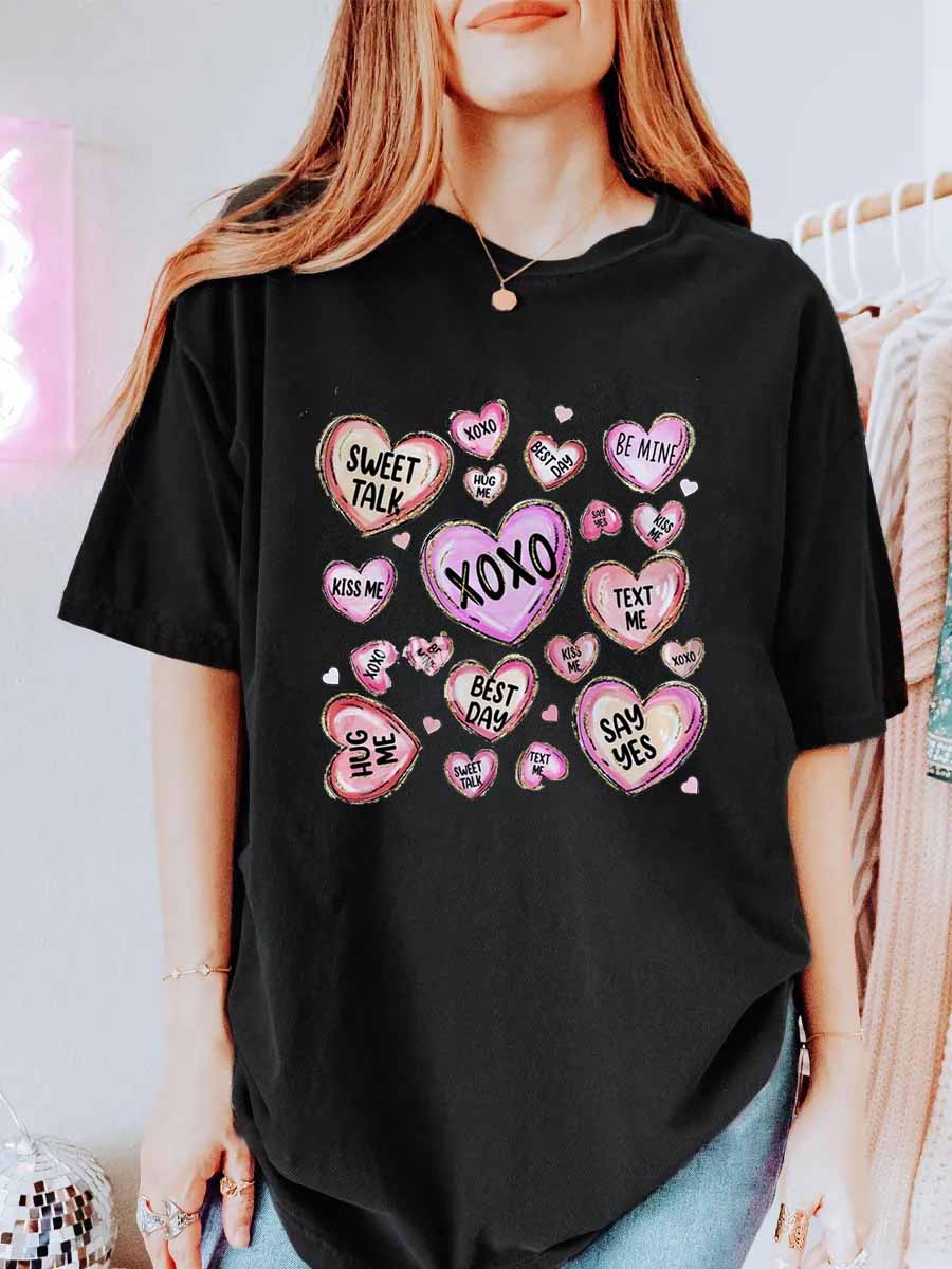 Vintage Xoxo Valentine Day Hear Oversize Graphic Tee