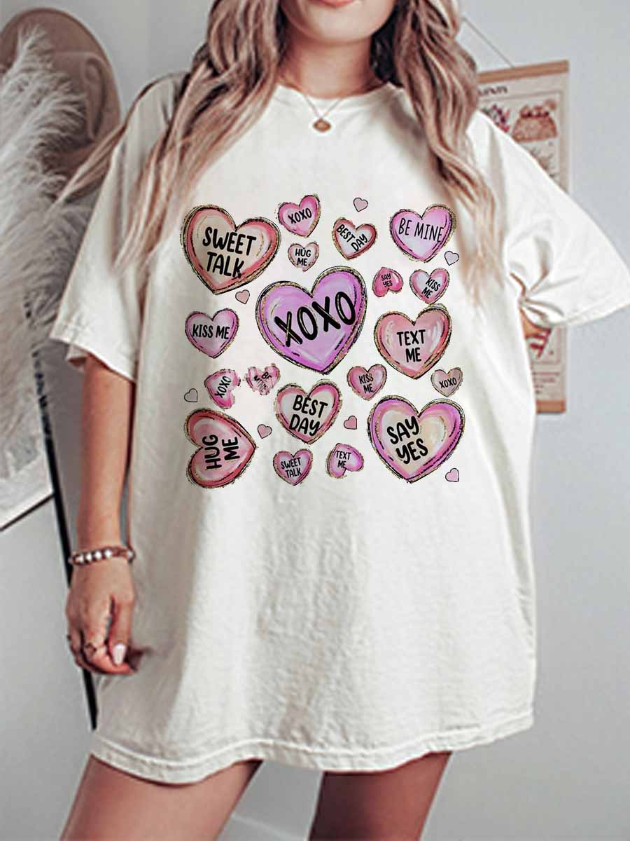 Vintage Xoxo Valentine Day Hear Oversize Graphic Tee
