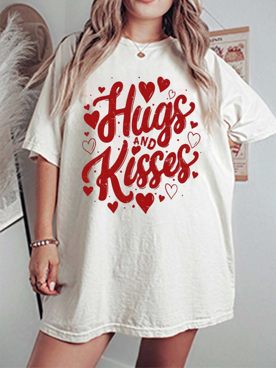 Vintage Hugs And Kisses Oversize Graphic Tee