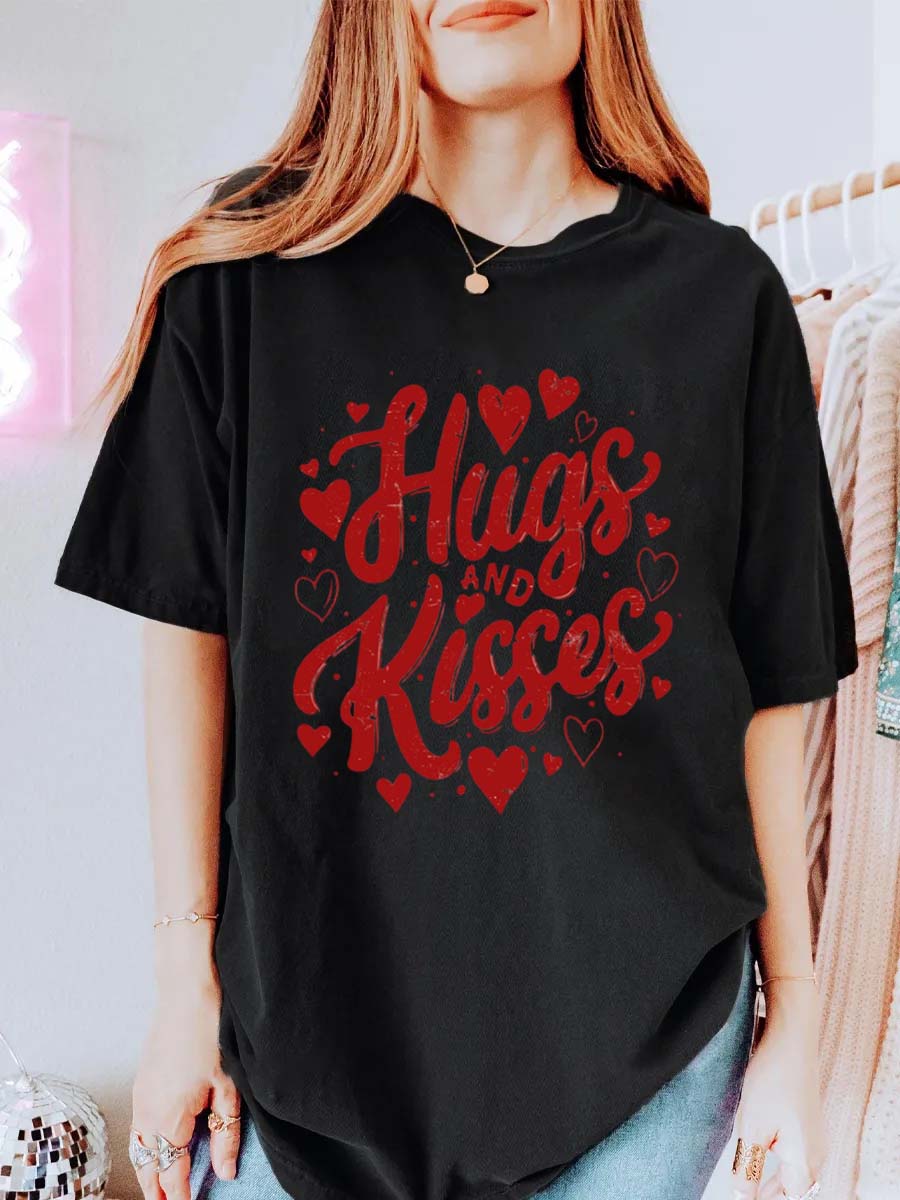 Vintage Hugs And Kisses Oversize Graphic Tee