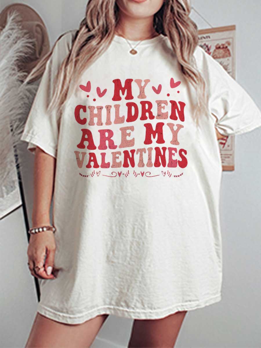 Vintage My Children Are My Valentines Oversize Graphic Tee