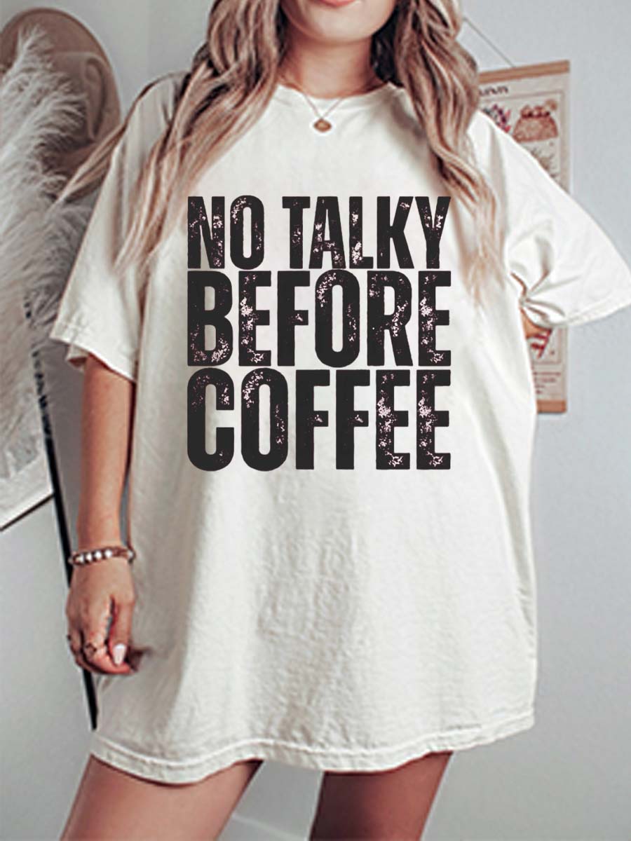 Vintage No Talky Before Coffee Oversize Graphic Tee