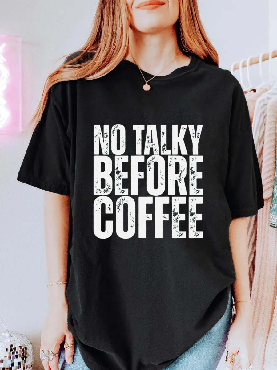 Vintage No Talky Before Coffee Oversize Graphic Tee