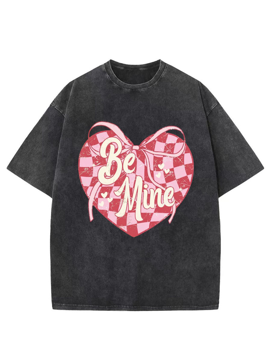 Vintage Coquette Checkered Heart Oversize Washed T-Shirt